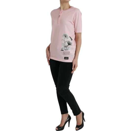 Dolce & Gabbana | Chic Pink Floral Cotton Tee| McRichard Designer Brands   