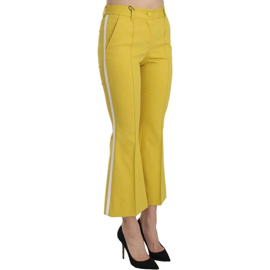 Dolce & Gabbana Chic Yellow Flare Pants for Elegant Evenings yellow-flared-bootcut-capri-cotton-pants Dolce-_-Gabbana-_-Chic-Yellow-Flare-Pants-for-Elegant-Evenings-_-McRichard-Designer-Brands-113616283.jpg