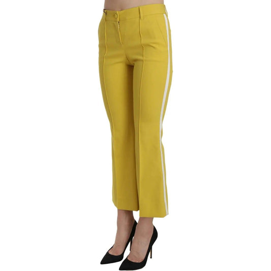 Dolce & Gabbana Chic Yellow Flare Pants for Elegant Evenings yellow-flared-bootcut-capri-cotton-pants Dolce-_-Gabbana-_-Chic-Yellow-Flare-Pants-for-Elegant-Evenings-_-McRichard-Designer-Brands-113616392.jpg