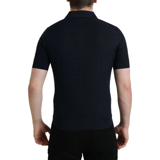Dolce & Gabbana Dark Blue Collared Short Sleeve Polo T-shirt dark-blue-collared-short-sleeve-polo-t-shirt