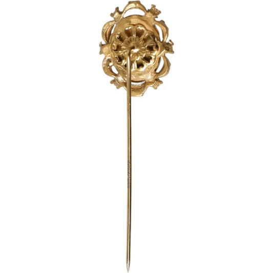 Dolce & Gabbana | Elegant Gold-Tone Gemstone Pin Brooch| McRichard Designer Brands   