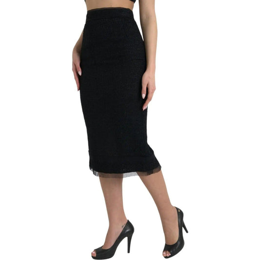 Dolce & Gabbana | Elegant High Waist Midi Skirt| McRichard Designer Brands   