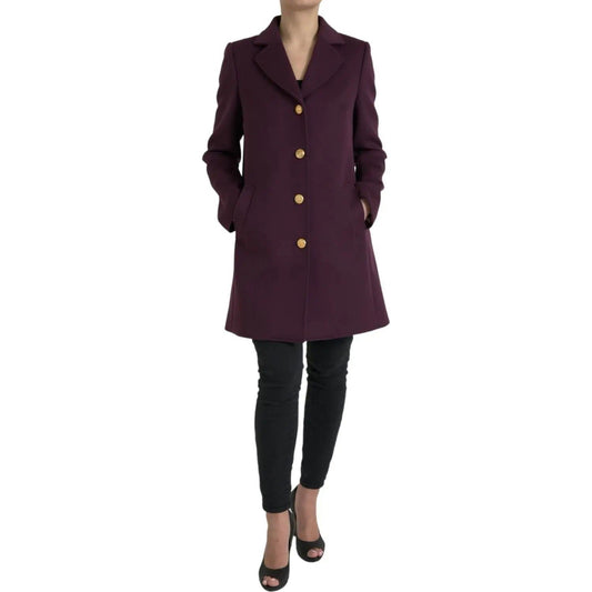 Dolce & Gabbana | Elegant Purple Wool-Cashmere Trench Coat| McRichard Designer Brands   