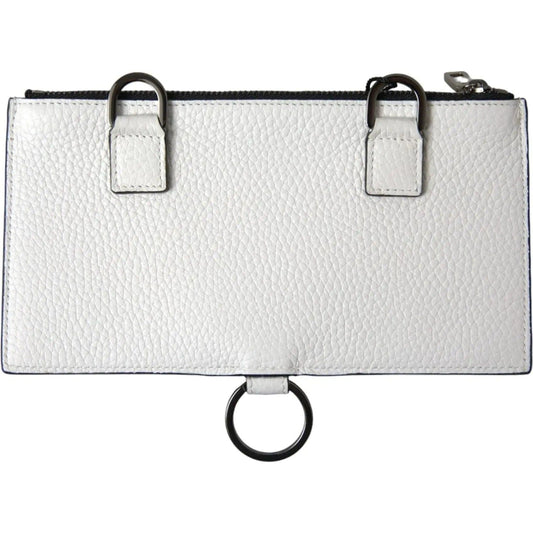 Dolce & Gabbana | Elegant White Leather Crossbody Cardholder| McRichard Designer Brands   