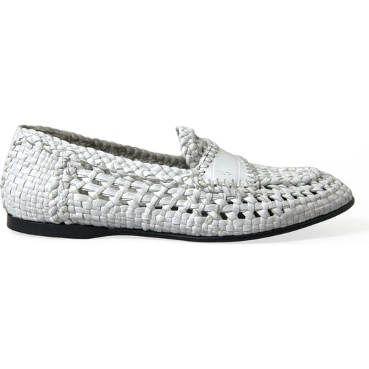 Dolce & Gabbana | Elegant White Loafer Slip-Ons| McRichard Designer Brands   