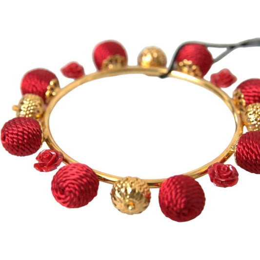 Dolce & Gabbana | Gold Brass Red RUNWAY Sicilia Natale Roses Bracelet| McRichard Designer Brands   