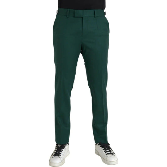 Dolce & Gabbana | Green Wool Men Slim Fit Chino Pants| McRichard Designer Brands   