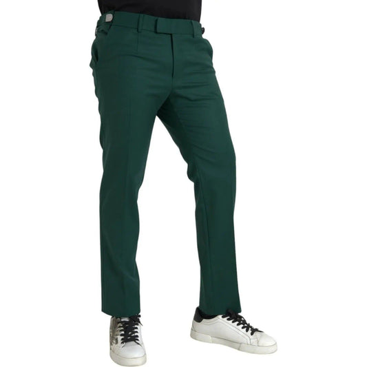 Dolce & Gabbana Green Wool Men Slim Fit Chino Pants green-wool-men-slim-fit-chino-pants