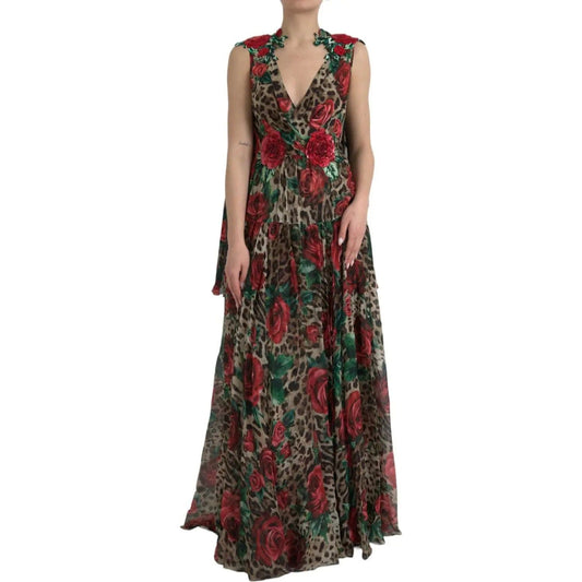 Dolce & Gabbana | Multicolor Silk Maxi Evening Dress| McRichard Designer Brands   