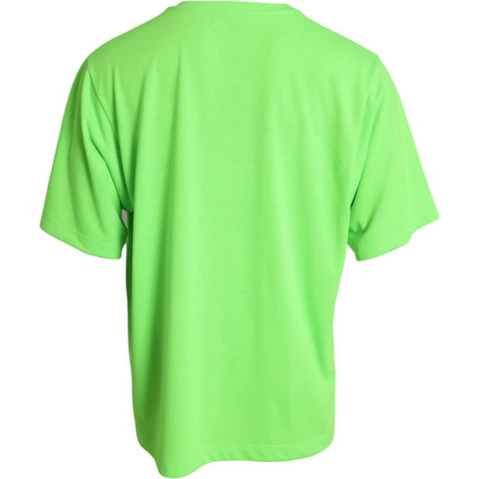 Dolce & Gabbana | Neon Green Embossed Logo Crew Neck T-shirt| McRichard Designer Brands   
