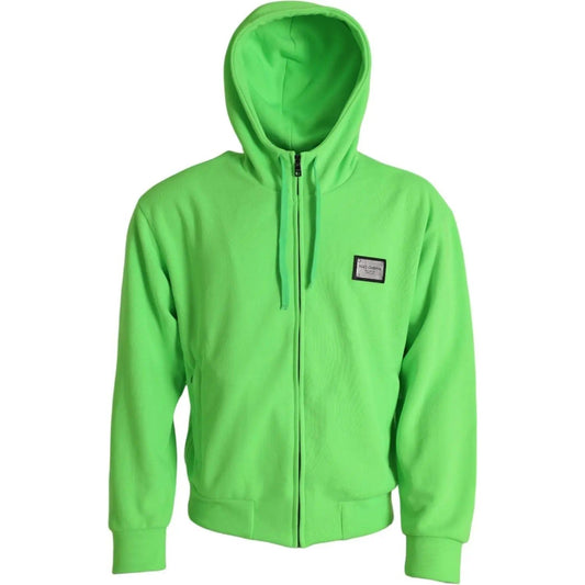 Dolce & Gabbana Neon Green Hooded Full Zip Top Sweater neon-green-hooded-full-zip-top-sweater