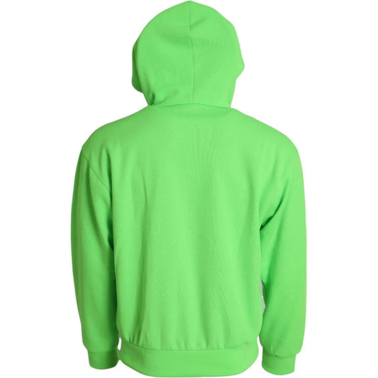 Dolce & Gabbana Neon Green Hooded Full Zip Top Sweater neon-green-hooded-full-zip-top-sweater