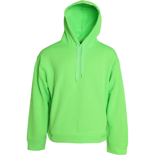 Dolce & Gabbana Neon Green Hooded Top Pullover Sweater neon-green-hooded-top-pullover-sweater