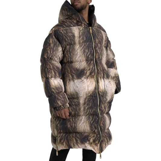 Dolce & Gabbana Parka Brown Full Zip Hooded Long Coat Jacket parka-brown-full-zip-hooded-long-coat-jacket