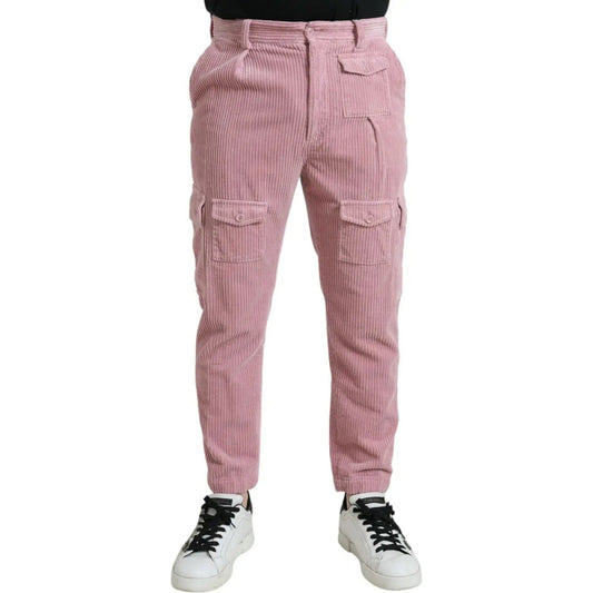 Dolce & Gabbana | Pink Corduroy Cotton Stretch Skinny Cargo Jeans| McRichard Designer Brands   