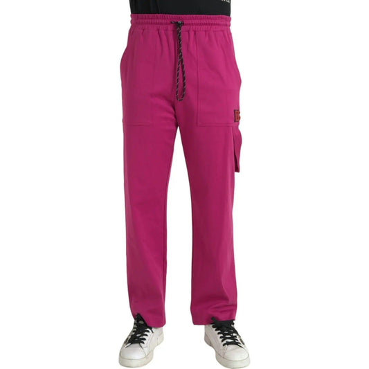 Dolce & Gabbana Pink Logo Cargo Cotton Jogger Sweatpants Pants pink-logo-cargo-cotton-jogger-sweatpants-pants
