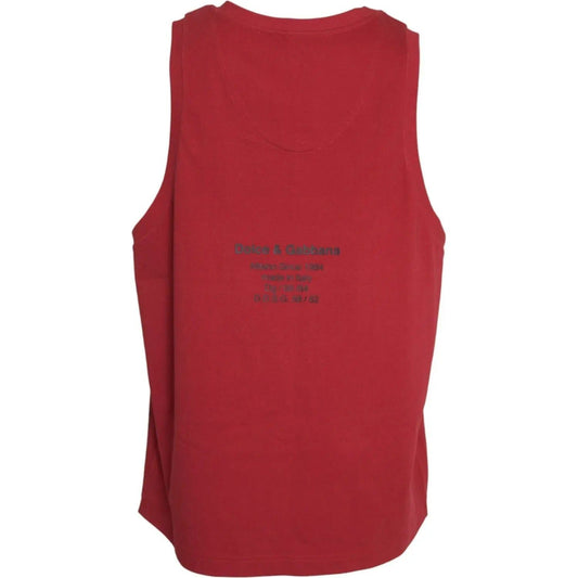 Dolce & Gabbana | Red Leopard Print Sleeveless Tank T-shirt| McRichard Designer Brands   