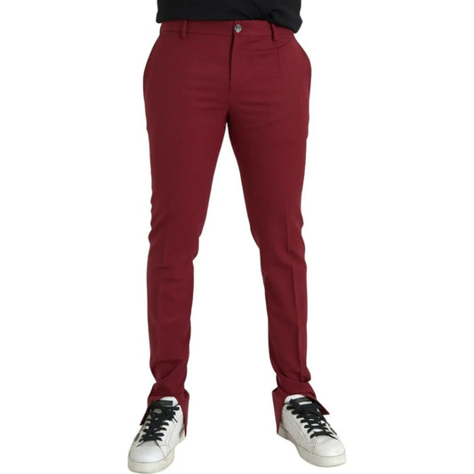 Dolce & Gabbana | Red Wool Men Slim Fit Dress Pants| McRichard Designer Brands   
