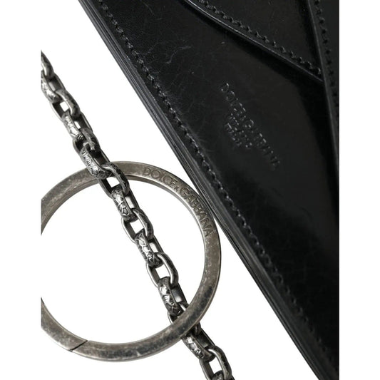 Dolce & Gabbana | Sleek Black Leather Shoulder Bag| McRichard Designer Brands   