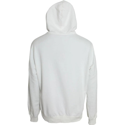 Dolce & Gabbana White Cotton Hooded Sweatshirt Pullover Sweater white-cotton-hooded-sweatshirt-pullover-sweater