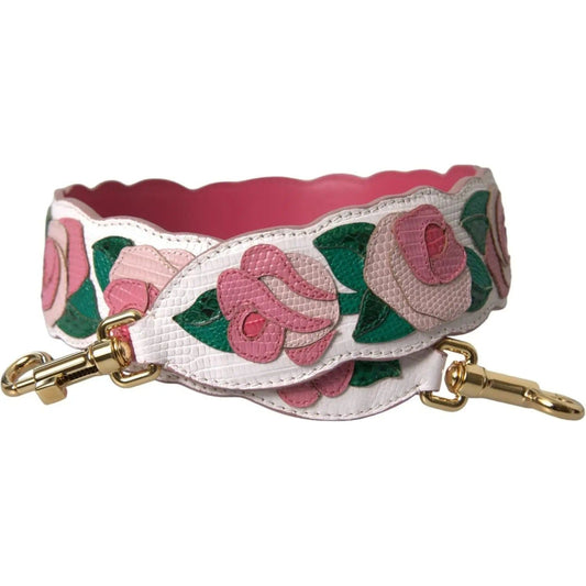 Dolce & Gabbana White Floral Leather Accessory Shoulder Strap white-floral-leather-accessory-shoulder-strap