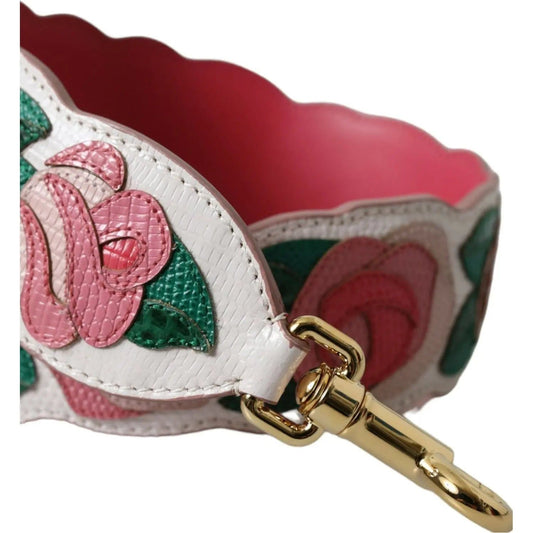 Dolce & Gabbana | White Floral Leather Accessory Shoulder Strap| McRichard Designer Brands   