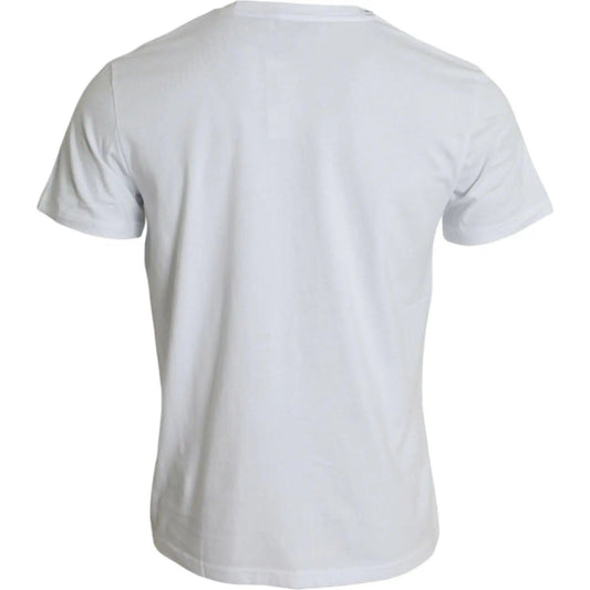 Dolce & Gabbana | White Logo Print Cotton Crew Neck T-shirt| McRichard Designer Brands   
