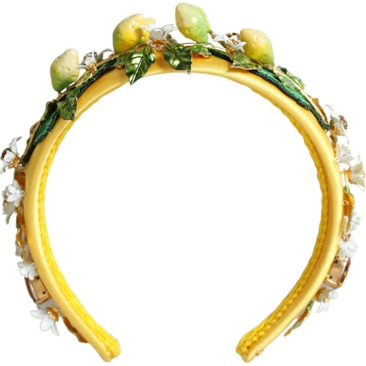 Dolce & Gabbana | Yellow Lemon Daisy Crystal Women Hairband Diadem| McRichard Designer Brands   