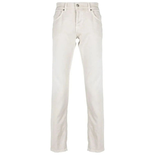 Dondup | Cream-Colored Cotton Blend Trousers| McRichard Designer Brands   