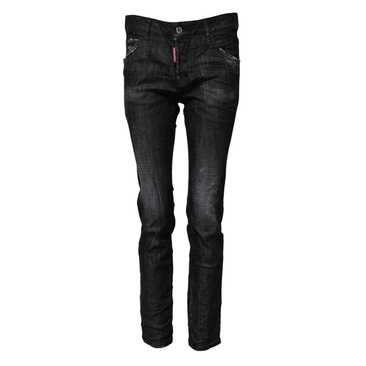 Dsquared² Black Washed Cotton Mid Waist Skinny Jeans Dsquared²