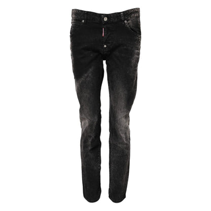 Dsquared² Black Washed Mid Waist Tapered Denim Jeans Dsquared²