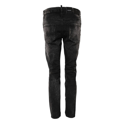 Dsquared² Black Washed Mid Waist Tapered Denim Jeans Dsquared²
