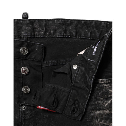 Dsquared² Black Washed Mid Waist Tapered Denim Jeans Dsquared²