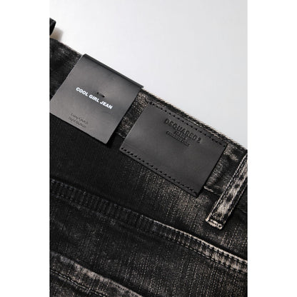 Dsquared² Black Washed Mid Waist Tapered Denim Jeans Dsquared²