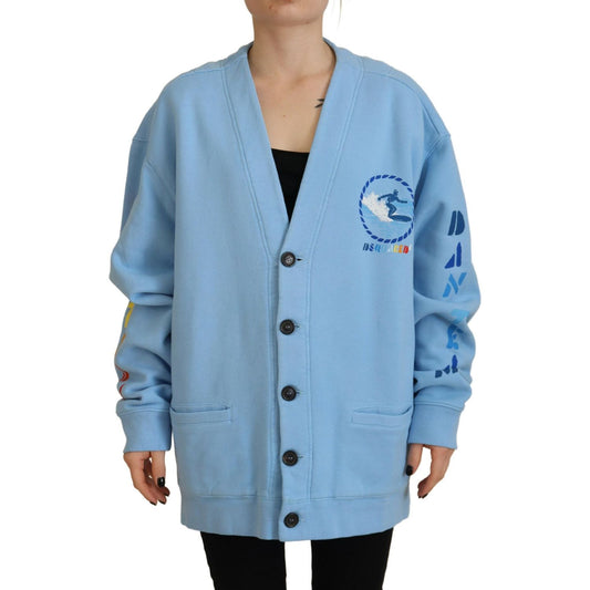Dsquared² Blue Cotton Knitted Buttoned Cardigan Sweater 1728,67345645728,Blue,Cardigans - Sweaters - Clothing,Clothing,Dsquared²,IT38 | XS,Material: 100% Cotton,Preowned / Defect,Sweaters - Clothing,Sweaters - Women - Clothing,Women