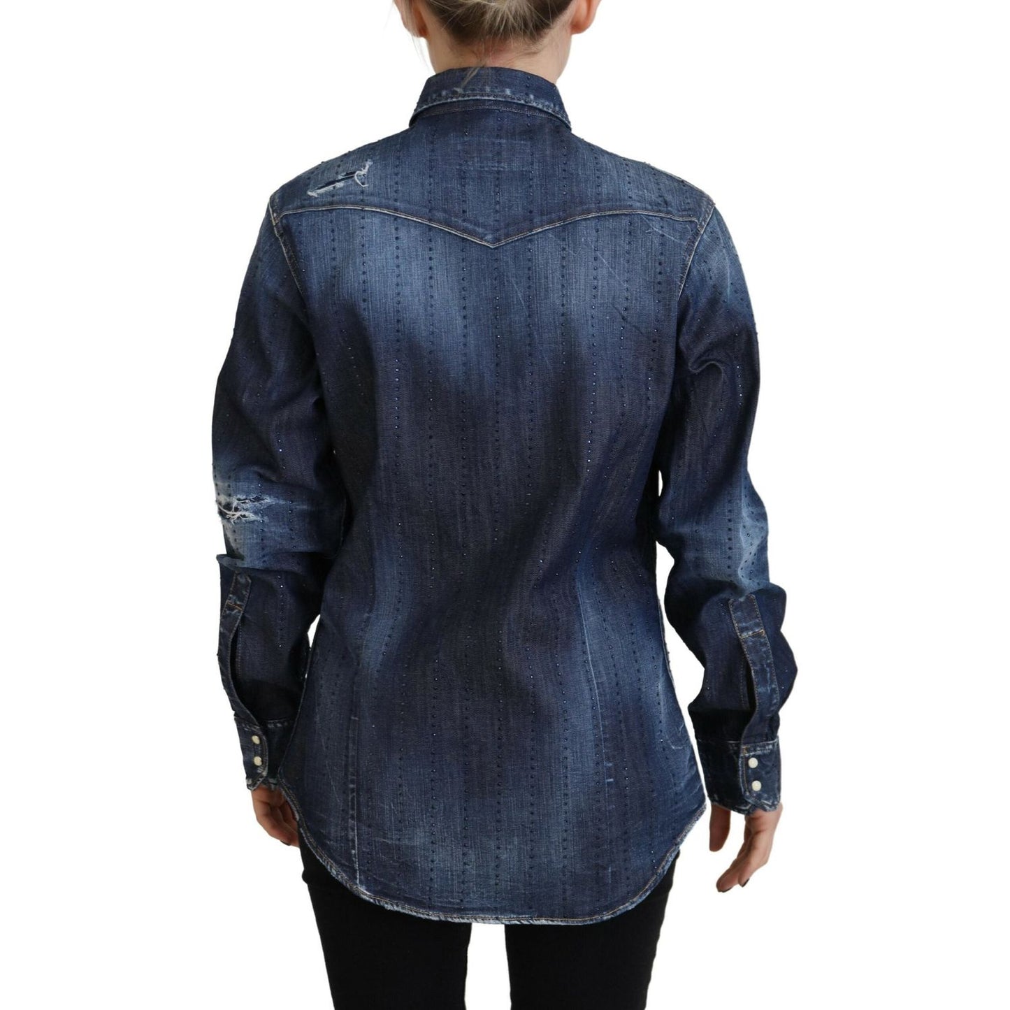 Dsquared² Blue Washed Cotton Button Down Collared Denim Top 1728,67345645728,Blue,Clothing,Denim - Shirts - Clothing,Dsquared²,IT38 | XS,Material: 98% Cotton 2% Elastane,Preowned / Defect,Shirts - Clothing,Shirts - Women - Clothing,Women