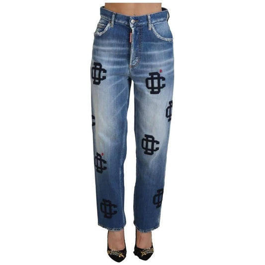 Dsquared² Blue Washed High Waist Straight Denim Boston Jeans 1728,67345645728,Blue,Clothing,Dsquared²,IT38 | XS,Jeans & Pants - Women - Clothing,Jeans Denim - Clothing,Material: 98% Cotton 2% Elastane,Preowned / Defect,Straight-Leg Jeans - Jeans Denim - C