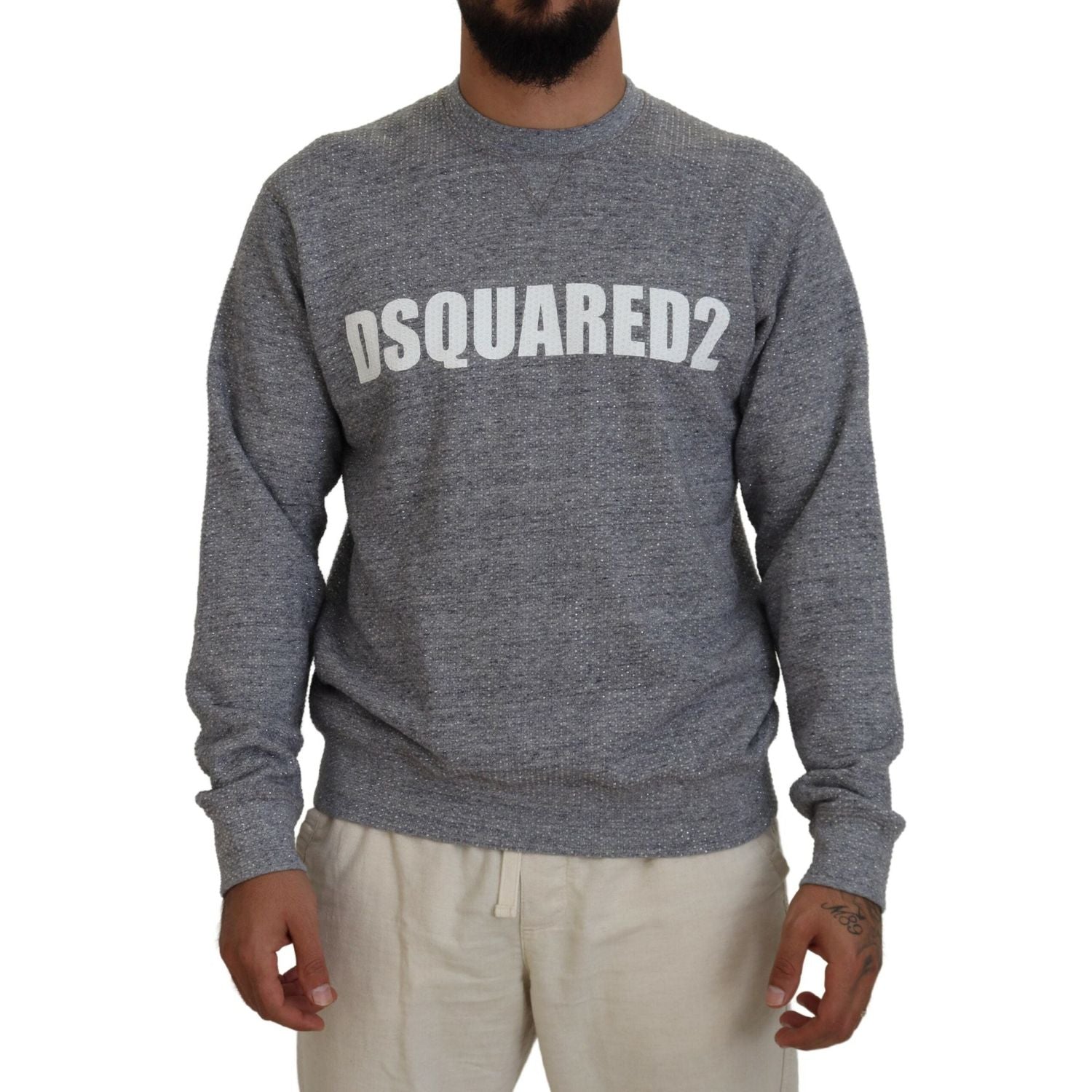 سترة رجالية من Dsquared² مزينة بالكريستال باللون الرمادي