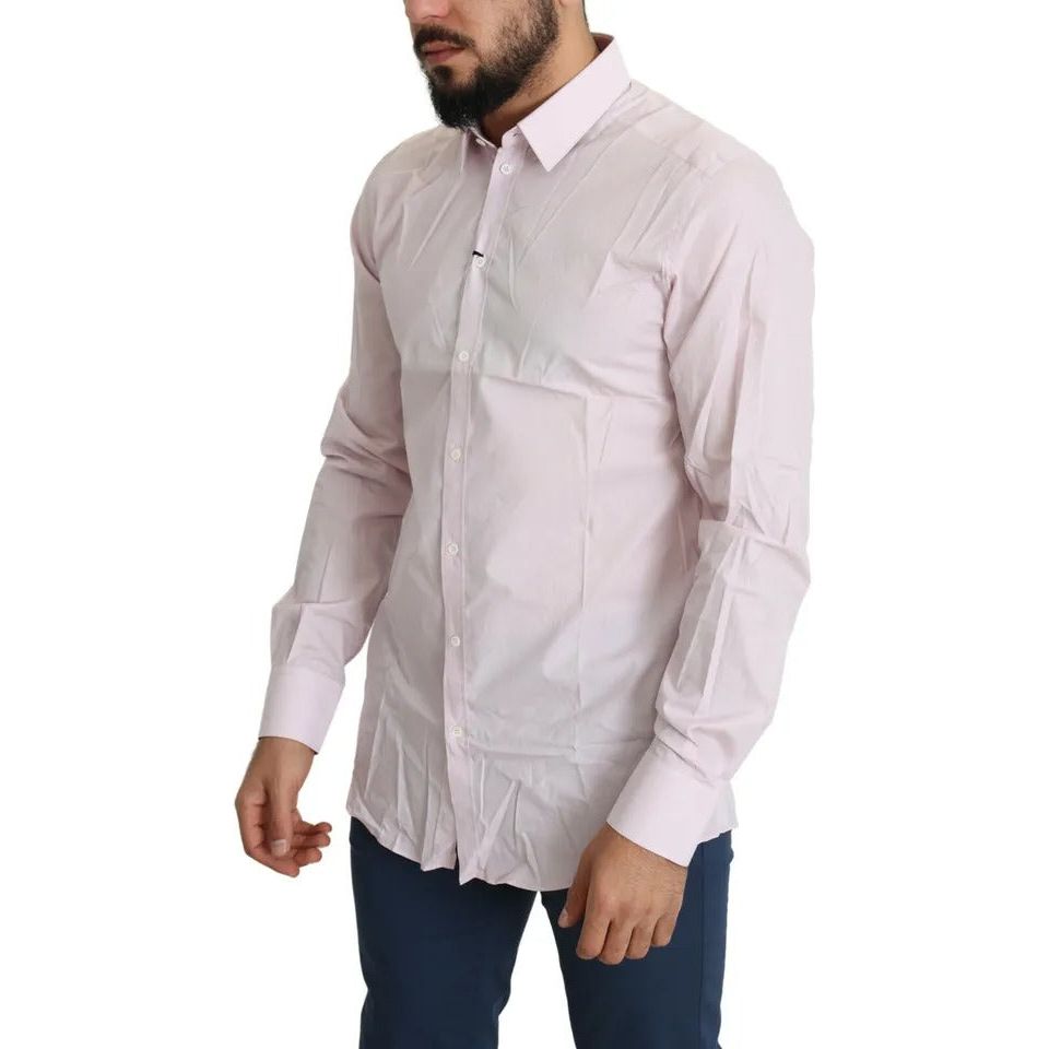 Light Pink Cotton Men Formal GOLD Dress Shirt