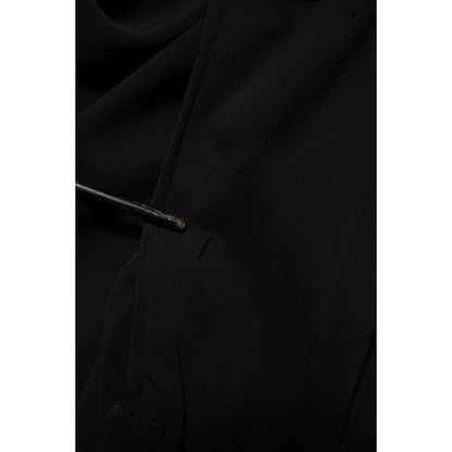 Emporio Armani Black Viscose Blend Shirt Style Belted Dress