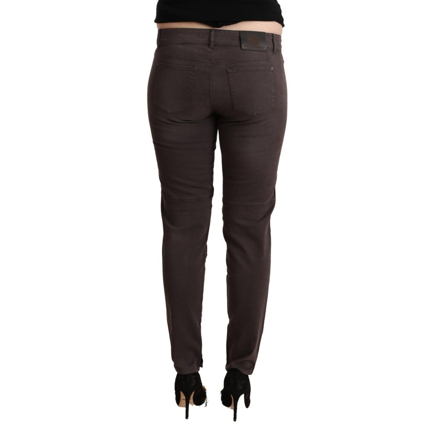 Ermanno Scervino Brown Cotton Low Waist Slim Fit Pants Ermanno Scervino