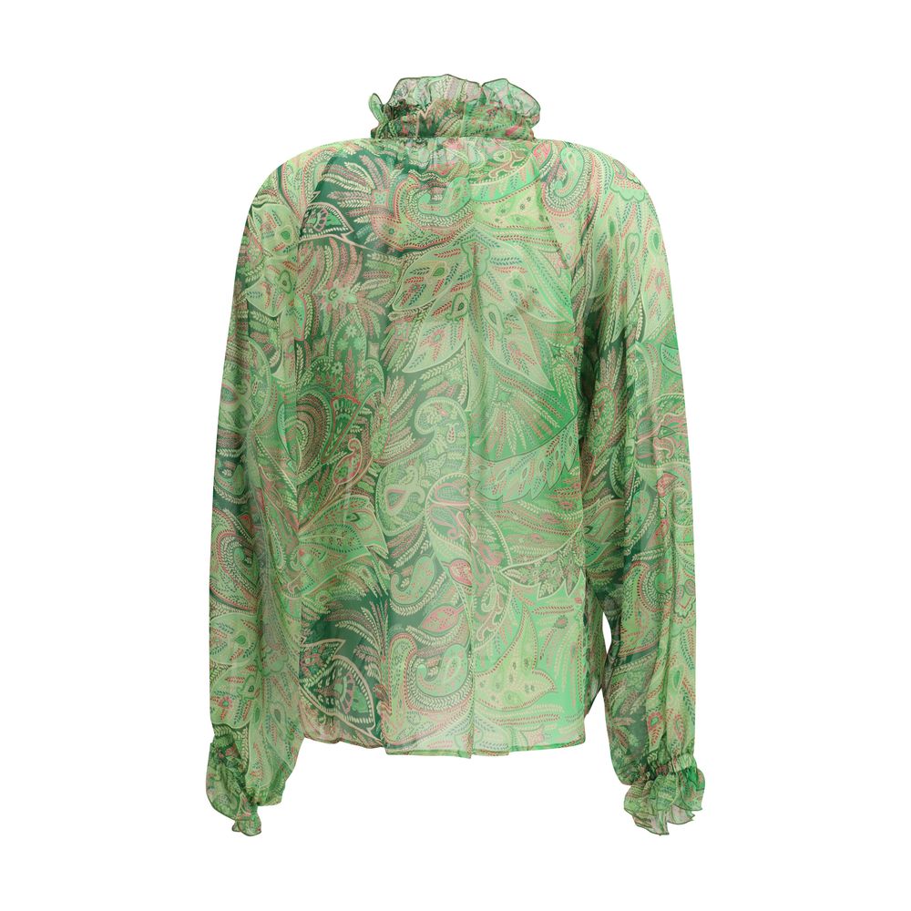 Etro Bicolor Silk Pattern Shirt 1728,72470364320,Bicolor,Clothing,Etro,IT40 | M,IT42 | L,New with tags,Pattern - Shirts - Clothing,Shirts - Clothing,Women