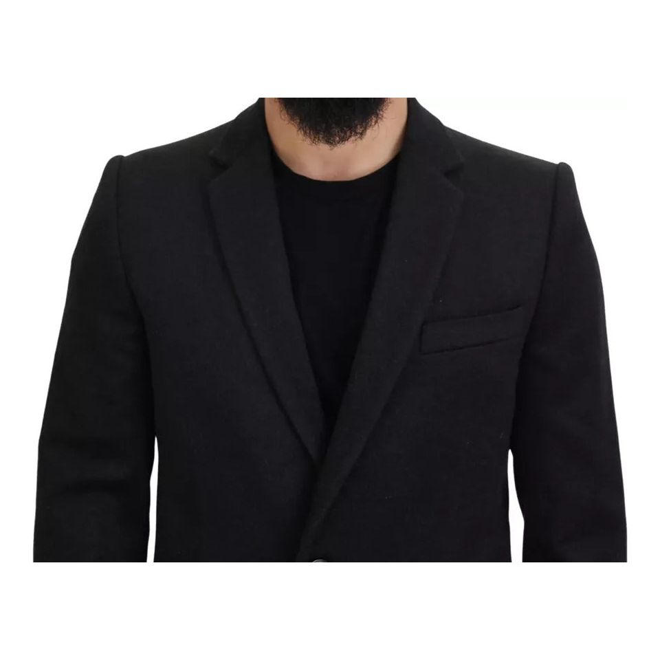 Melange Grey Wool Single Breasted Jacket