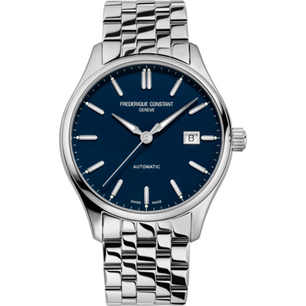 FREDERIQUE CONSTANT Mod. CLASSIC INDEX luxury watch with stainless steel bracelet and blue dial.