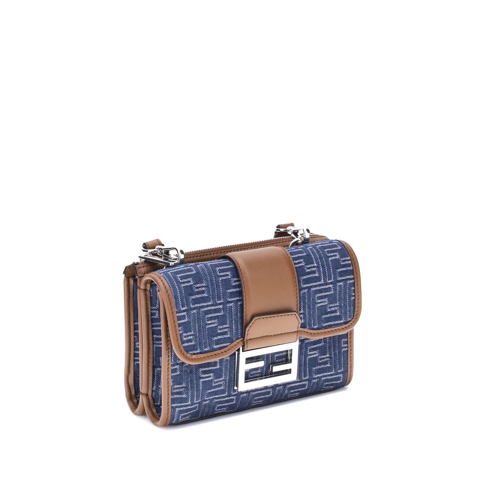 Fendi Blue Cotton Shoulder Bag Fendi