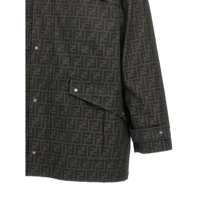 Fendi Brown Polyester Full-Length Jacket