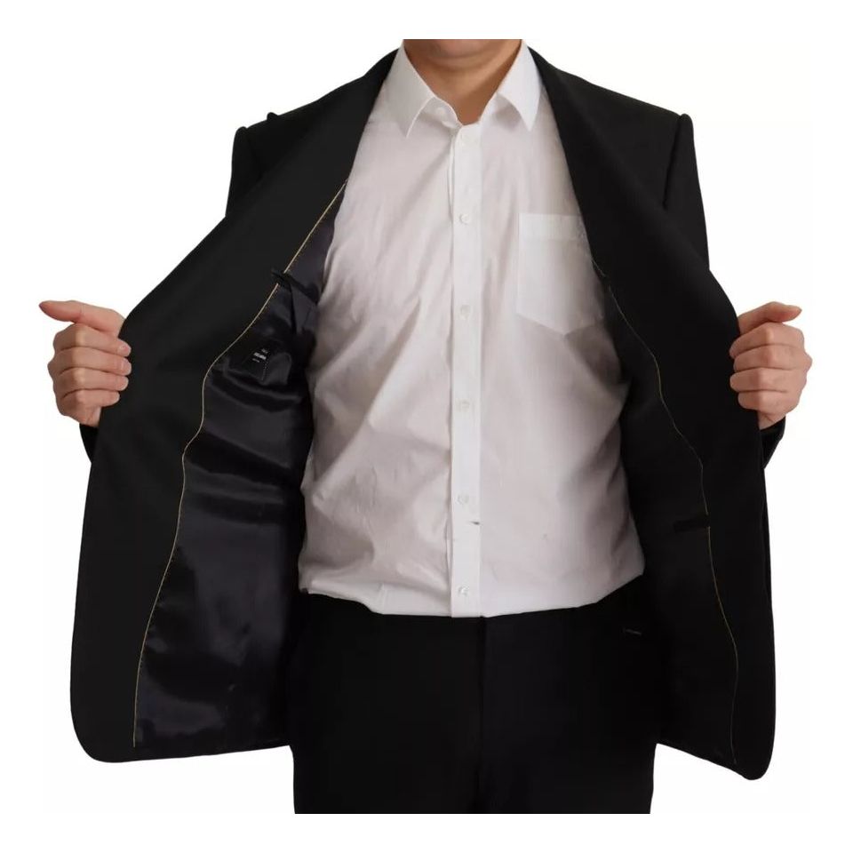 Dolce & Gabbana Black Polyester Single Breasted BlazerJacket black-polyester-single-breasted-blazerjacket