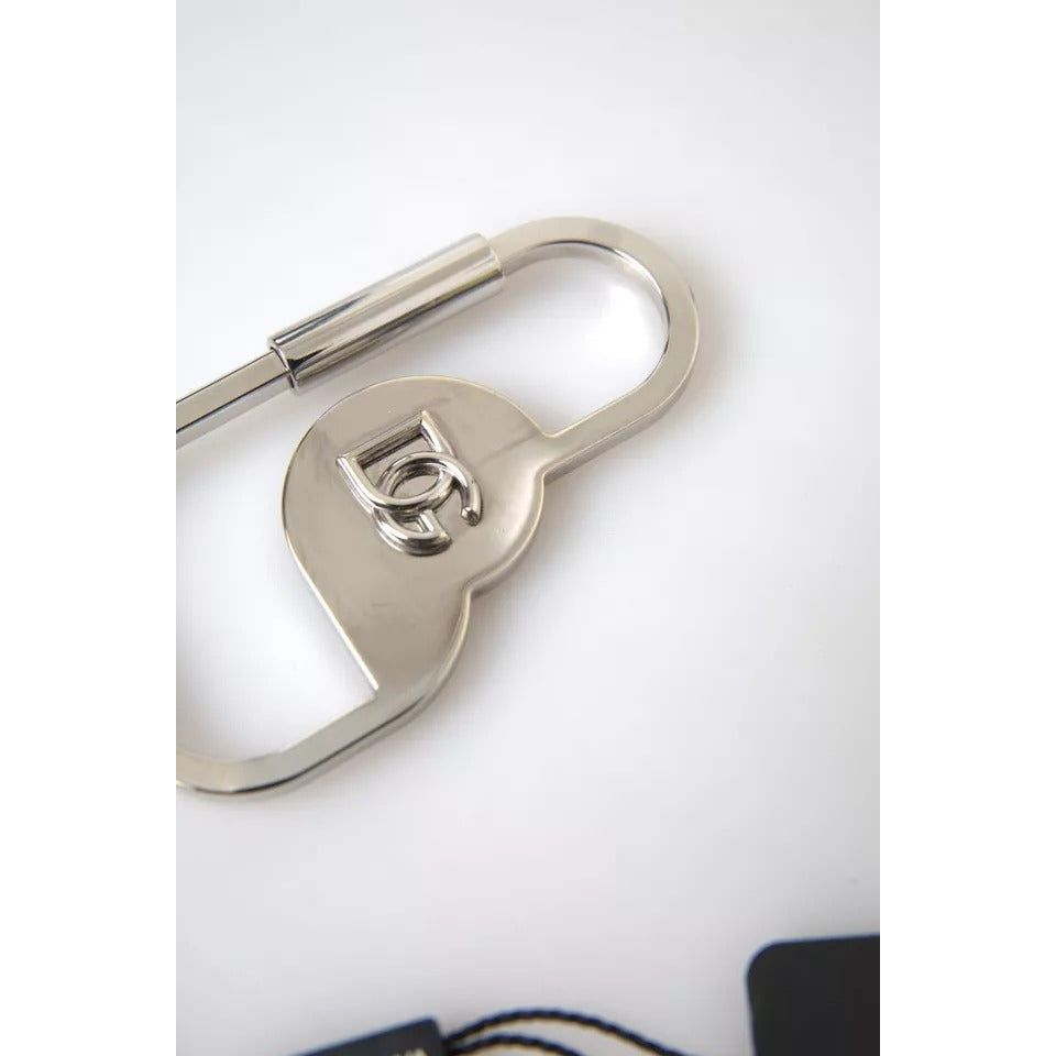 Silver Tone Brass Metal DG Logo Engraved Keyring Keychain