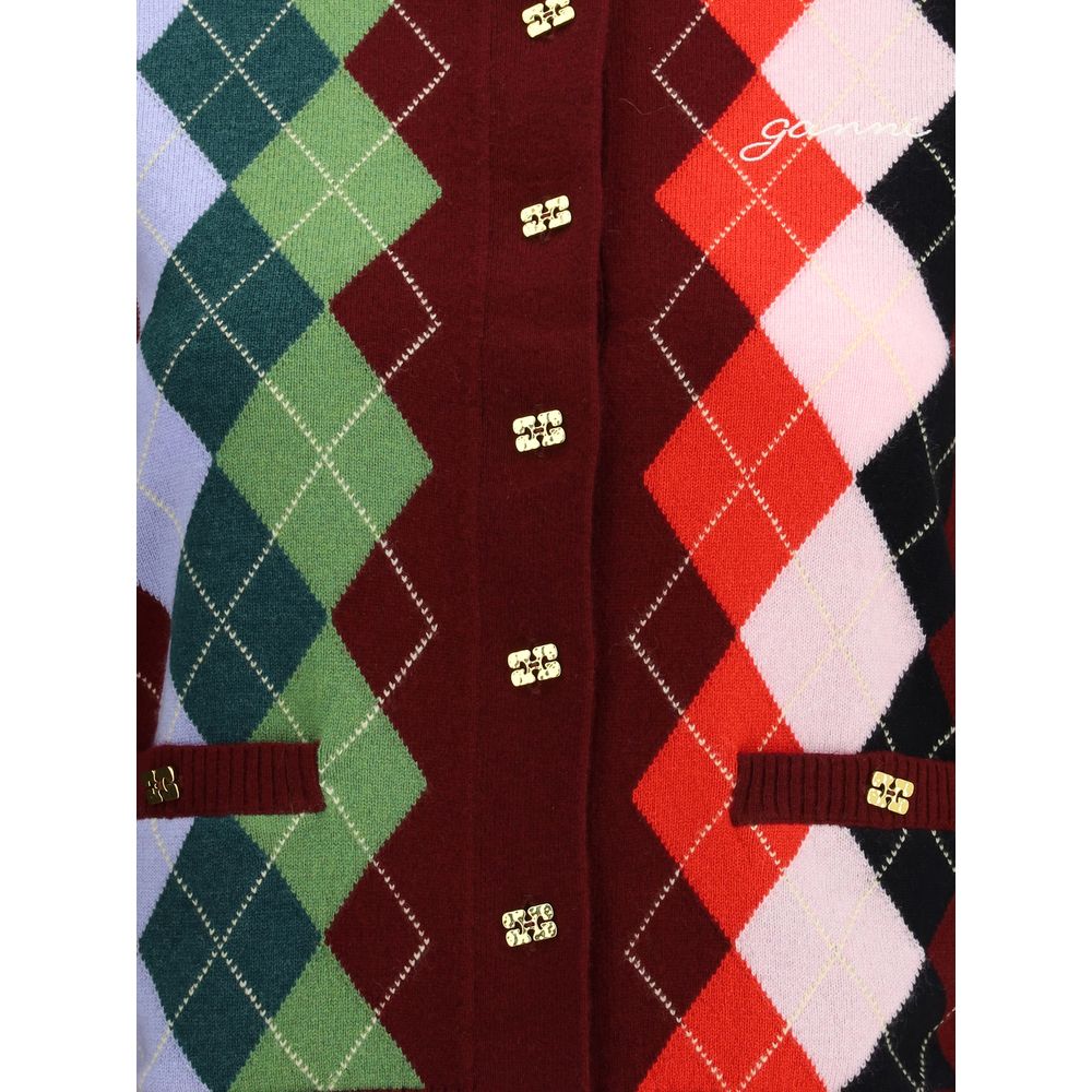 Ganni Multicolor Merino Wool Cardigan