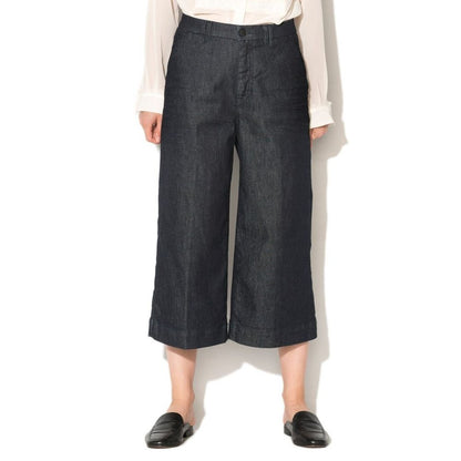 Gas Blue Polyester Cropped Jeans